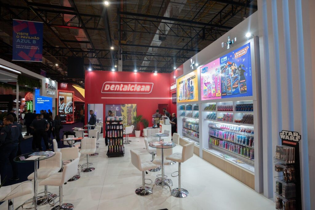 a Dentalclean stand store with a variety of products