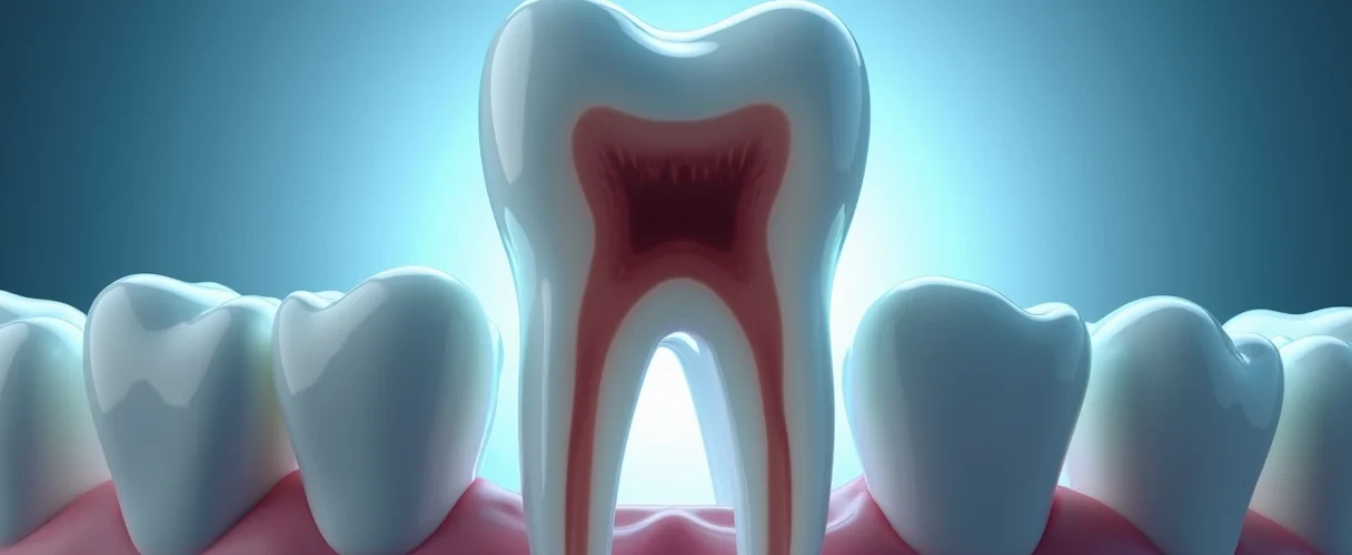 Raio-x odontológico mostrando dente com cárie oculta em tratamento